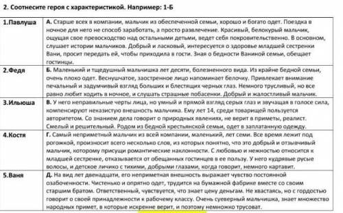 2. Соотнесите героя характеристикой. Например: 1-Б​