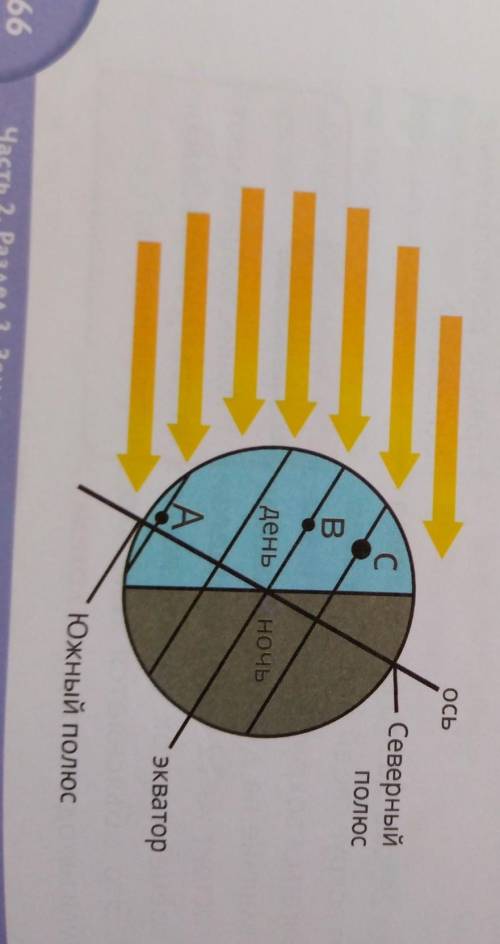 ответь с 1. Определи, как на этой схеме показано, что в Южномполушарии сейчас лето, а в Северном — з