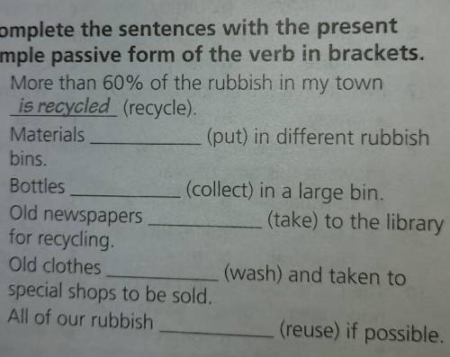 Complete The sentences with the Present Simple Passive form of the verb in brackets 1) More than 60%