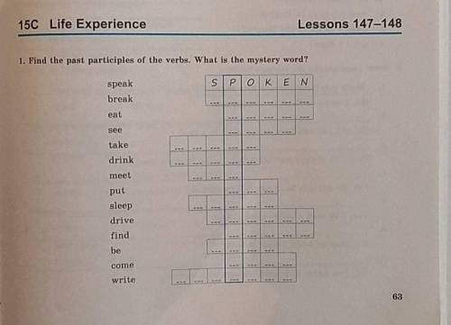 Find the past participles of the verbs. What is the mystery word?