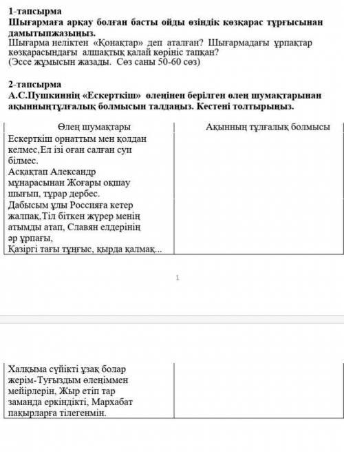 А.С Пушкиннің ескерткіш өлеңін берілген өлең шумақтарынаң ақынның тулғалық болмасын талдаңыз ​