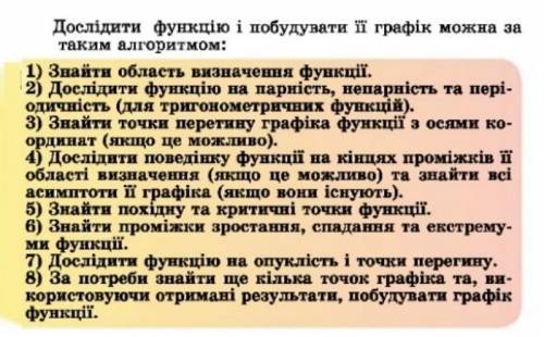 Алгебра Потрібно дослідити функцію за планом, що зображений на фото​