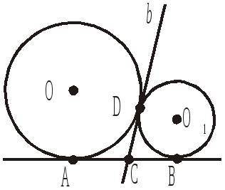 На рисунку 115 CD — спільна дотична до кіл із центрами O і O1 у точці D, AB — дотична до кола з цент