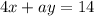 4x + a y = 14