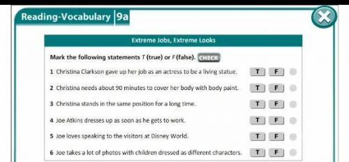 CALCIO Extreme Jobs, Extreme looksMark the following statements T (true) or F(false). CHECK1 Christi