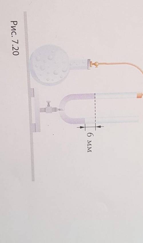 Каково давление газа в сосуде — больше или меньше атмосферного?(рис. 7.20) Разность высот столбиков 