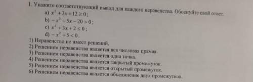 Укажите соответствующий вывод для каждого неравенства