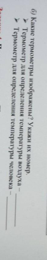 Какие термометры изображены? Укажи их номер. Термометр для определения температуры воздуха - Термоме