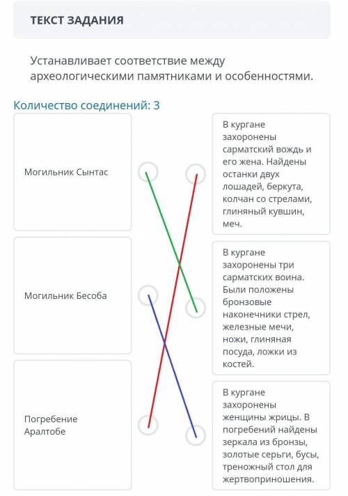 //Устанавливает соответствие между археологическими памятниками и особенностями , дам лучший ответ!