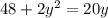 48 + 2 {y}^{2} = 20y