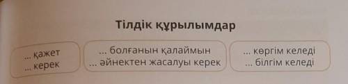 Тілдік құрылымдар қажеткерекболғанын қалаймынәйнектен жасалуы керек... көргім келеді... білгім келед