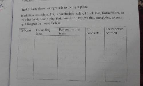 Task 2. write these linking words