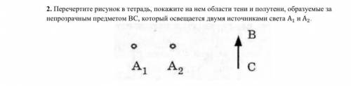 Перечертите рисунок в тетрадь, покажите на нем области тени и полутени, образуемые за непрозрачным п