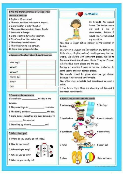 Task 1 Write True/ False/ Doesn't say.✍ ▪️Task 2  Complete the chart.✍ Заполни таблицу с краткой инф