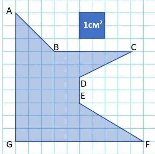 Запиши как называется фигура АВCDEFG? Bыполни чертеж. Определи площадь фигуры АВCDEFG.​