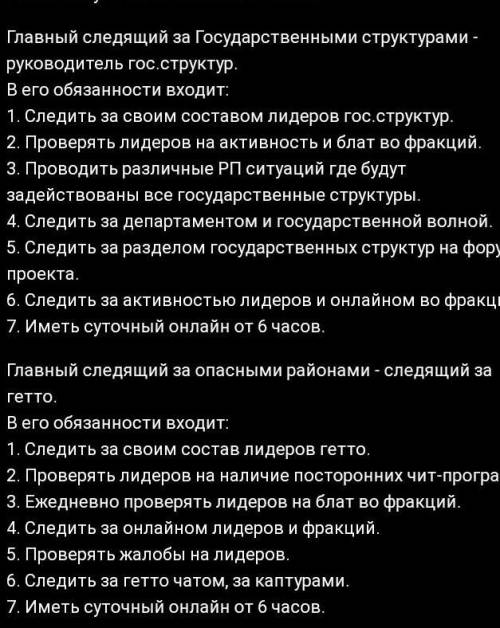 Название всех должностей администраторов самп​