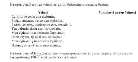 1тапсырма берілген үзіндедегі автор бейнесіне мінездеме беріңіз көмектесіңші​