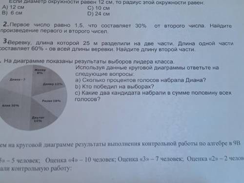 4 задание На диаграмме показаны результаты выборов лидера класса