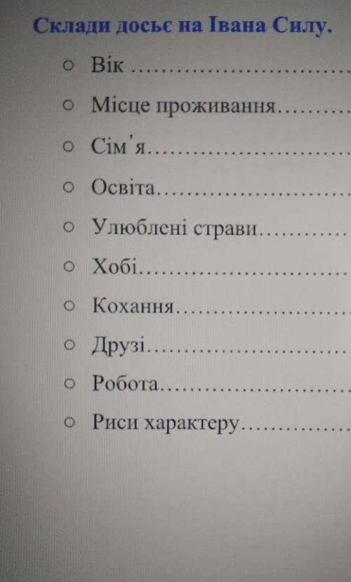 Скласти досьє на Івана Силу.​