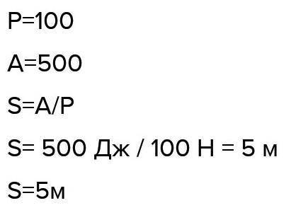 сила 100 H, що діє на тіло, виконала роботу 500Дж. На яку відстань у напрямку дії сили перемістилося