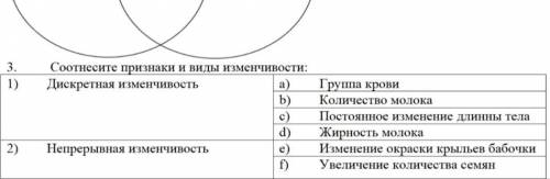 3. Соотнесите признаки и виды изменчивости: