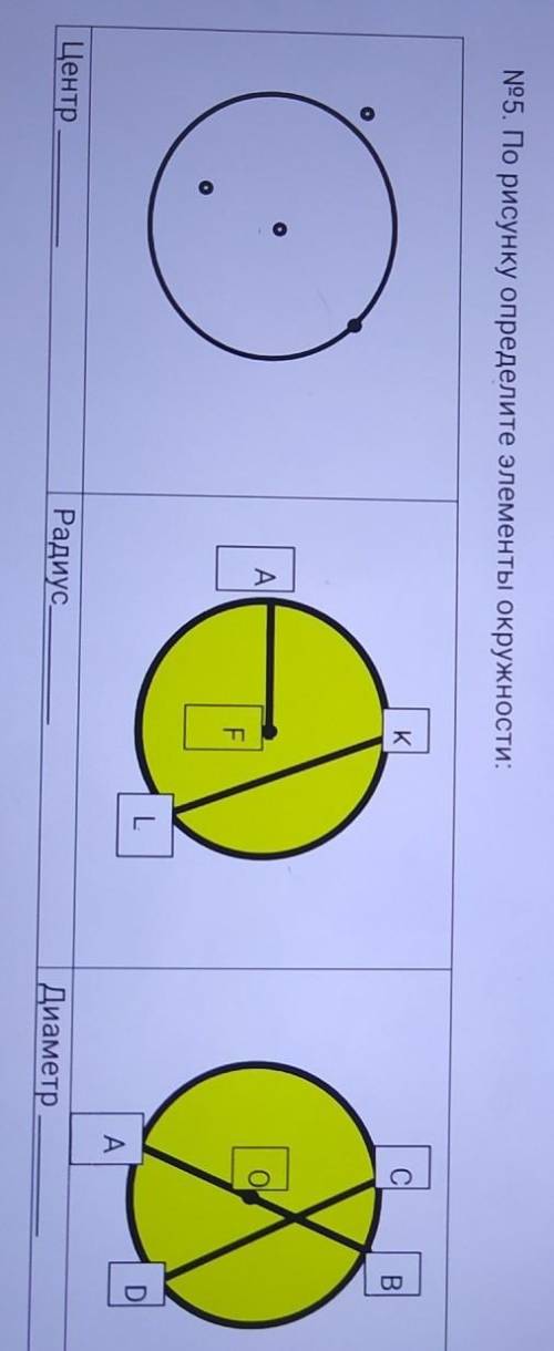 N95. По рисунку определите элементы окружности: ЦентрРадиусДиаметр ​