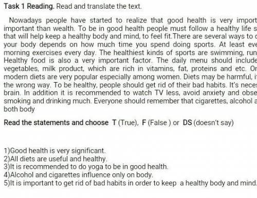 Read the statements and choose True,false or doesn't say​