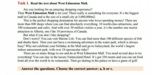 сор по англ-яз 0. The West Edmonton Mall in Canadaa. is in a small city in the country.b) is bigger 