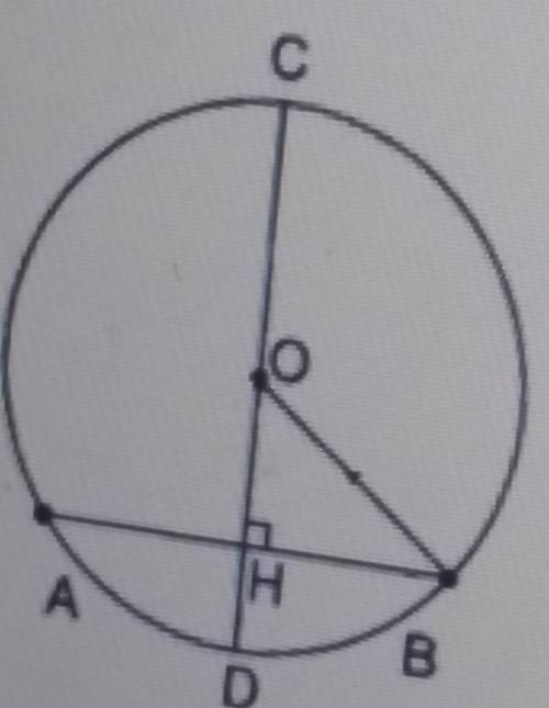 В окружности с центром в точке O (рис.1) проведена хорда AB, длина которой равна длине радиуса. Перп