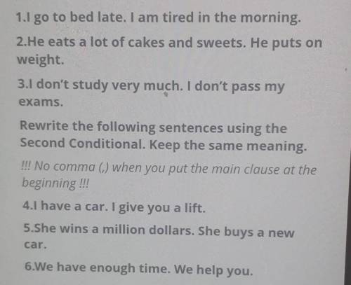 4.1 have a car. I give you a lift.5.She wins a million dollars. She buys a newcar.6.We have enough t