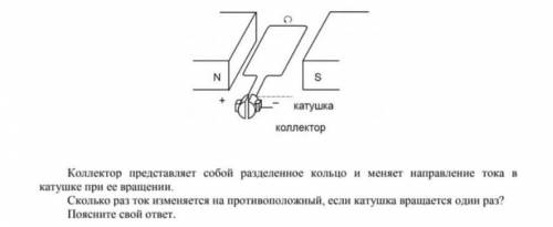 На рисунке показан двухполюсный электродвигатель с катушкой состоящей из одного витка