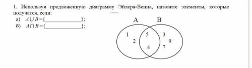 1. Используя предложенную получатся, если: a) A cup B=? б) A cap B= }; }; диаграмму Эйлера-Венна, на