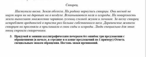 придумай и запиши каллиграфическим почерком без ошибок три предложения с обращением в начале середин