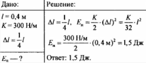 Длина пружины равна 50см,ее коэффициент же ткости равен 500Н/м.Какой станет потенциальная энергия пр