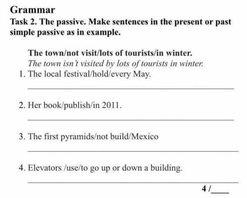 Task 2. The passive. Make sentences in the present or past simple passive as in example. The town/no