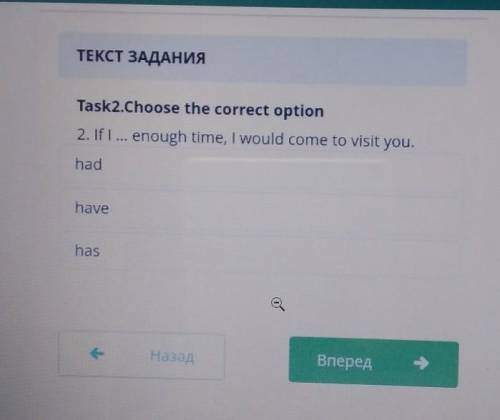 Task2.Choose the correct option 2. If I ... enough time, I would come to visit you.hadhavehas​