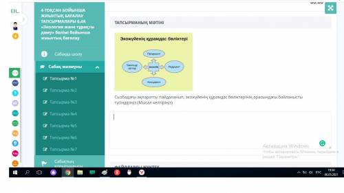 сызбадагы акрпаратты пайдаланып экожуйе курамдас боликтернин арасындагы байланысты тусиндириниз