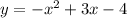 y = - x^{2} + 3x - 4