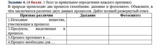 В природе происходят два процесса газообмена: дыхание и фотосинтез. Объясните, в чём заключается раз