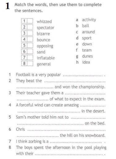 Match the words, then use them to complete the sentences