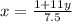 x = \frac{1 + 11y}{7.5}