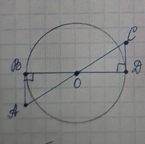bd- диаметр окружности с центром в точке o. ab перпендикулярно bd и cd перпендикулярно bd. Докажите 