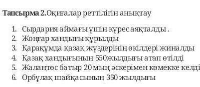 2-тапсырма Оқиғалар реттілігін анықтау​