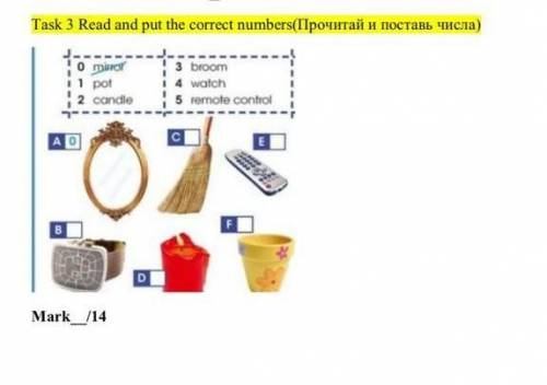 PiGlue Task 3 Read and put the correct numbers(Ilpo4urat nocTABU Yucja)o actI lot5 de controlOMark