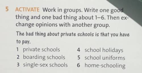 5 ACTIVATE Work in groups. Write one goodthing and one bad thing about 1-6. Then ex-change opinions