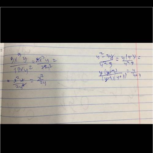 Сократите дроби:a)9x³y/18xy²б)y²-3y/y²-9​