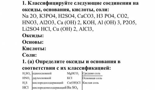 Классифицируйте следующие соединения на оксиды, основания, кислоты, соли: Na 2О, К3PО4, Н2SO4, CaCO3