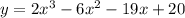 y = 2x^{3} - 6x^{2} - 19x + 20