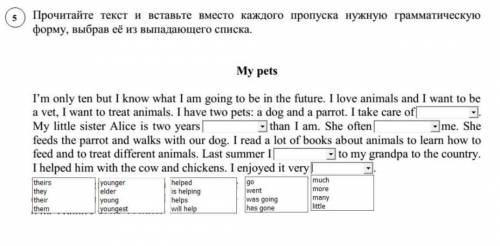 Прочитайте текст и вставьте вместо каждого пропуска нужную грамматическую форму, выбрав её из выпада