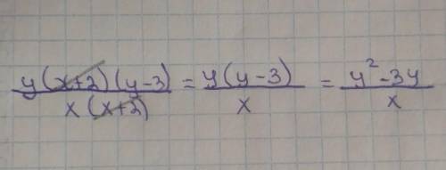 Упростите дробь y(x+2)(y-3)/x(x+2)